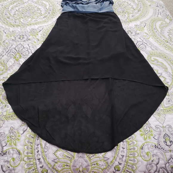 Strapless Jean Chambray High-Lo Dress - Picture 2 of 5